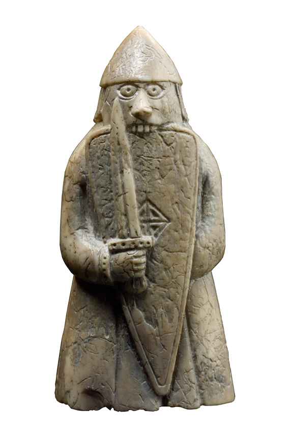 Lewis chessman berserker bites his shield - this is the accepted notion of the berserker, who brought himself to fever pitch before a battle and afterwards was left shaking like a leaf (a bit like your heavy metal rock stars of the 1970s)