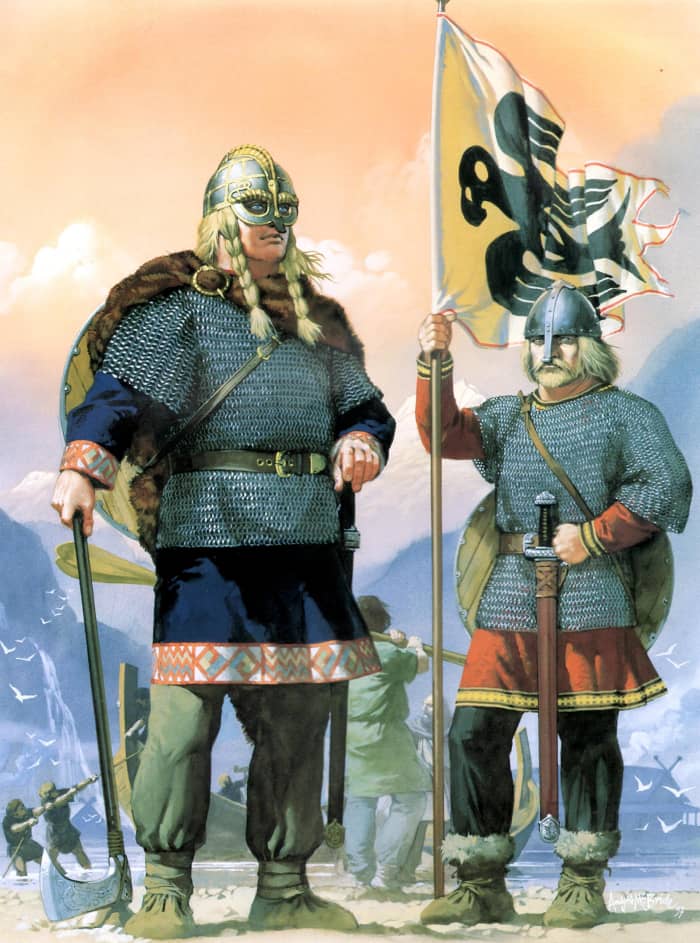 Jomsviking warriors on parade - the raven was the bird of the battlefield, that cleared up the mess of battle along with foxes and crows