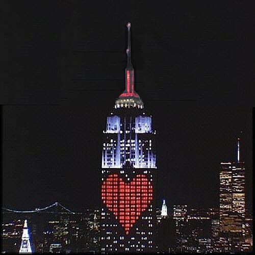 An illuminated heart on The Empire State Building on St Valentine's Day in 'Sleepless in Seattle' - a romantic signal which is seen by Annie Reed - a signal she cannot ignore