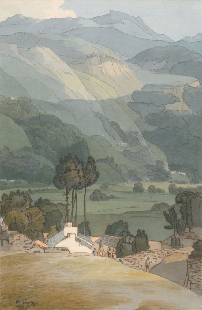 Ambleside (1786) by Francis Towne Watercolor and brown and gray ink over graphite on medium slightly textured cream laid paper