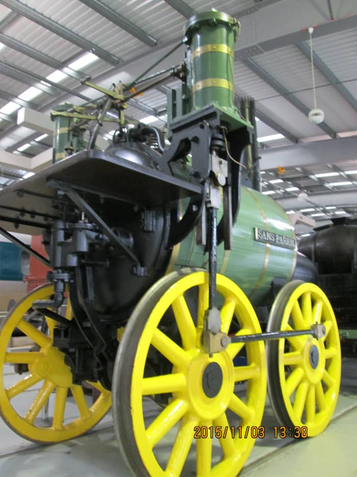 S&DR locomotive superintendent Timothy Hackworth's entry for the Rainhill Trials was 'Sans Pareil' (Without Equal). This is the replica in the Locomotion exhibition hall at Shildon - close to the S&DR's line.
