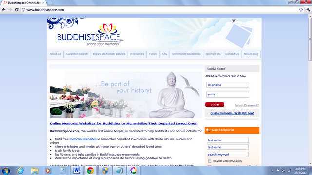 Screenshot of a typical website offering Chinese to create an online memorial website to their Departed.