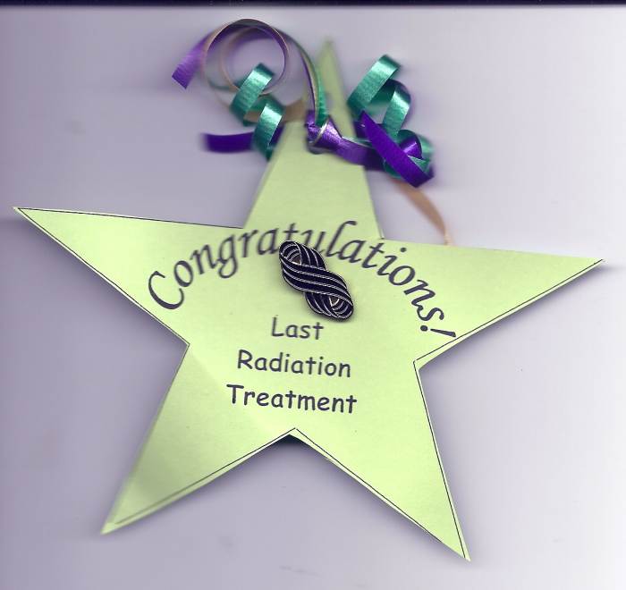 Radiation Star received after seven weeks and one day of radiation was completed!