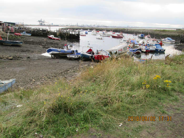 Paddy's Hole from the east with your back to the beacon - a variety of small craft awaits the morning tide