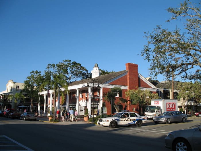 The historic center of Naples, Florida. The city was founded in the 1880s by ex-Kentucky U.S. Senator and Confederate general, John Stuart Williams, and businessman, Walter N. Haldemanduring.