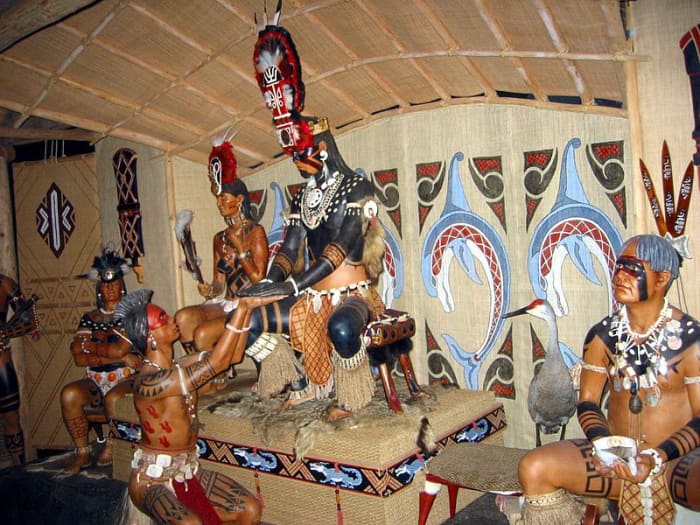 A Florida Museum of Natural History diorama of a Calusa chief. The Calusa were a indigenous culture who lived in southwest Florida when the Spanish colonists arrived in the area. Their complex culture was based on fishing and agriculture.