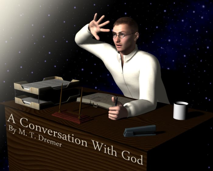 This was a fun picture to make as I imagined myself at my writing desk being suddenly transported to the cosmos to interview god. This guy (and his desk) looks nothing like me, but I will probably use him in the future.