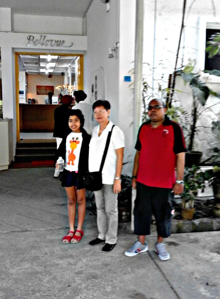 Bellvue or the Penang Hill Hotel. Old structure intact. (From left, my granddaughter, my wife and my son.)