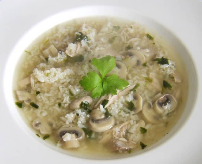 This quick and easy soup recipe is a great way of using fresh chicken stock to prepare a further meal
