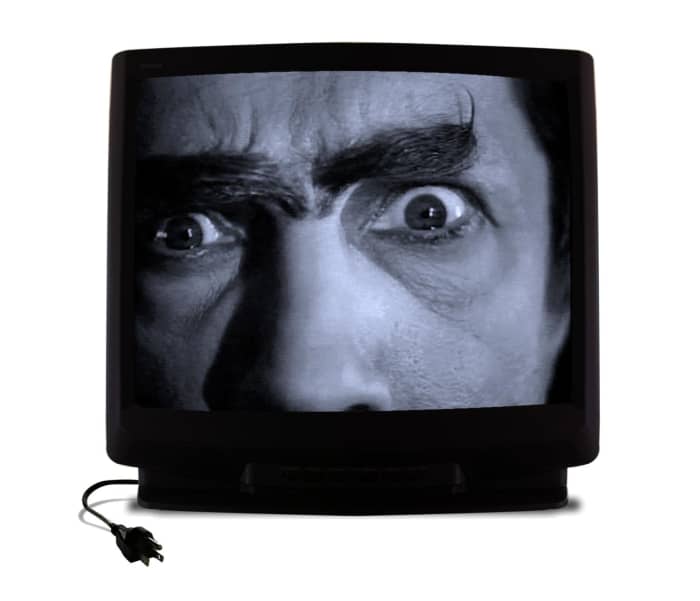 If you've unplugged the tv and the scary guy is still staring at you, there's nothing I can do to help. Sorry.