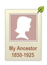 The green leaf is a hint that Ancestry found a possible match for that person.