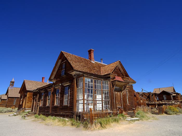 Bodie, California was photographed by Jon Sullivan on September 6, 2004. This ghost town is located in Mono County.