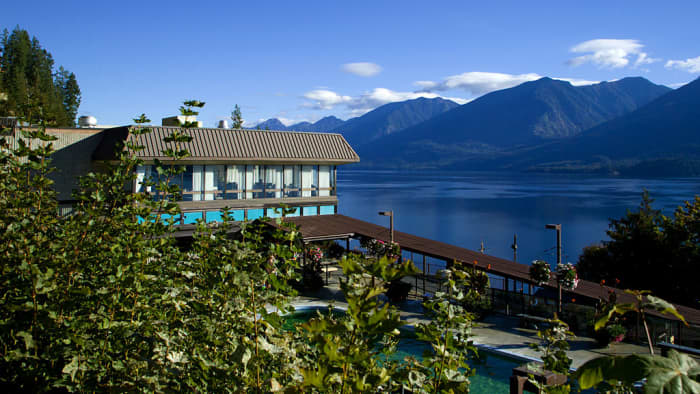 Photo: Ainsworth Hotsprings Resort is situated in pristine wilderness on Kootenay Lake, B.C.