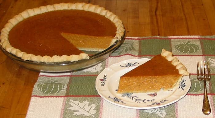 Pumpkin pie is traditionally served around Thanksgiving in the Fall.