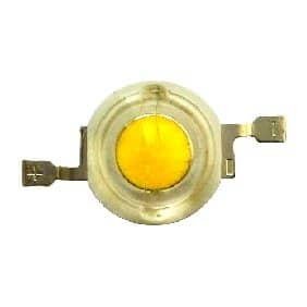 As shown in the figure, a 1 watt white led is a surface mount device having two lateral terminals. The terminals have polarity, it may seen embossed over the terminals itself for easy identification.