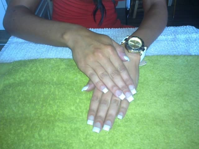 Full set of acrylic nails with French tip and also full colour acrylic nails with nail art are the courses I took while training to become a nail technician. My dream has always been to work in the nail industry and open my own nail salon one day.