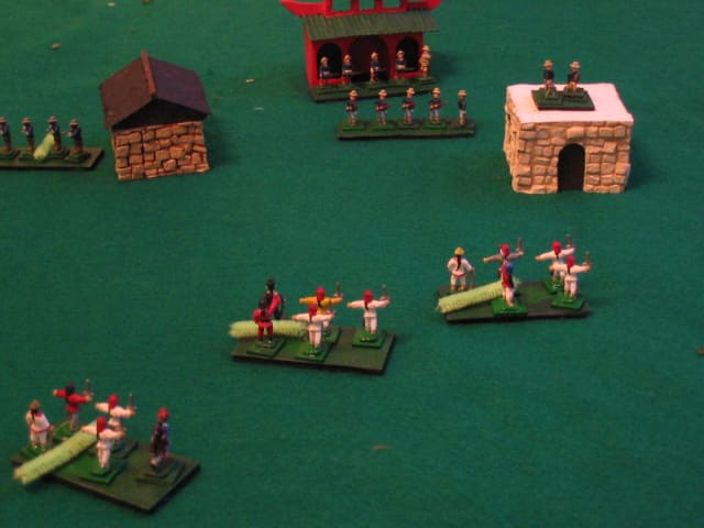 Typical battle scene using Tuan: Boxer Rebellion Miniatures Rules. Boxers are pressing American Marines.