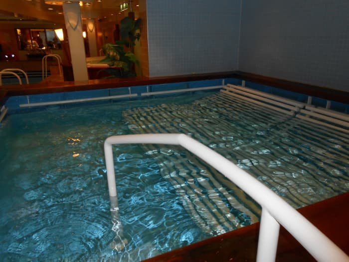 The second type of hot tub with metal bars to lay on and the bubbles come up from underneath...very relaxing!