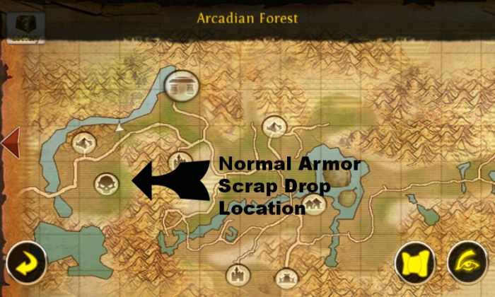 "OAC" normal armor scraps location on a map.