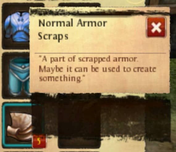 "Order and Chaos" normal armor scraps used to improve your crafting.