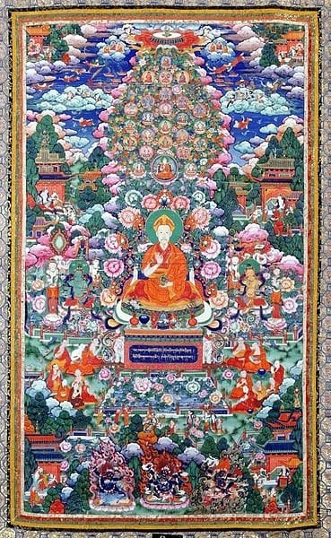 The Qianlong Emperor in Lama Dress, Puning si, c. 1758, by an anonymous artist. Thangka, colours on cloth. The Palace Museum, Beijing.