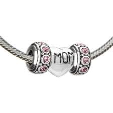 Traditional Snake Necklace with Snap Closure with Trio of Pandora Beads
