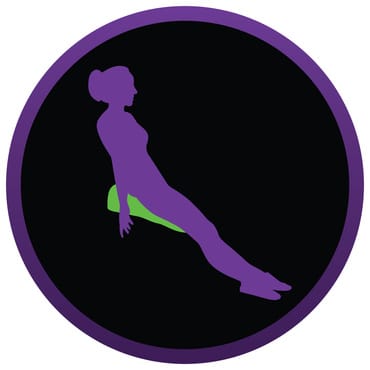 black purple and bright green diagram showcasing the Budee Water Toy and the fun seated balance where you challenge your core to retain your balance in the water
