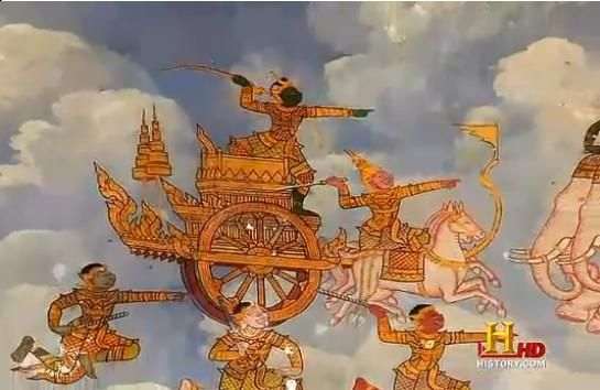 One of the many depictions of a 'Vimana' or a flying object found across most of the ancient India paintings!