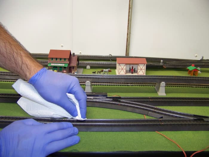I then wipe the head of all rails with the Rail-Zip soaked paper towels making sure I remove all black deposits from the track head. It takes me about an hour to do my 20 x 6 foot layout.