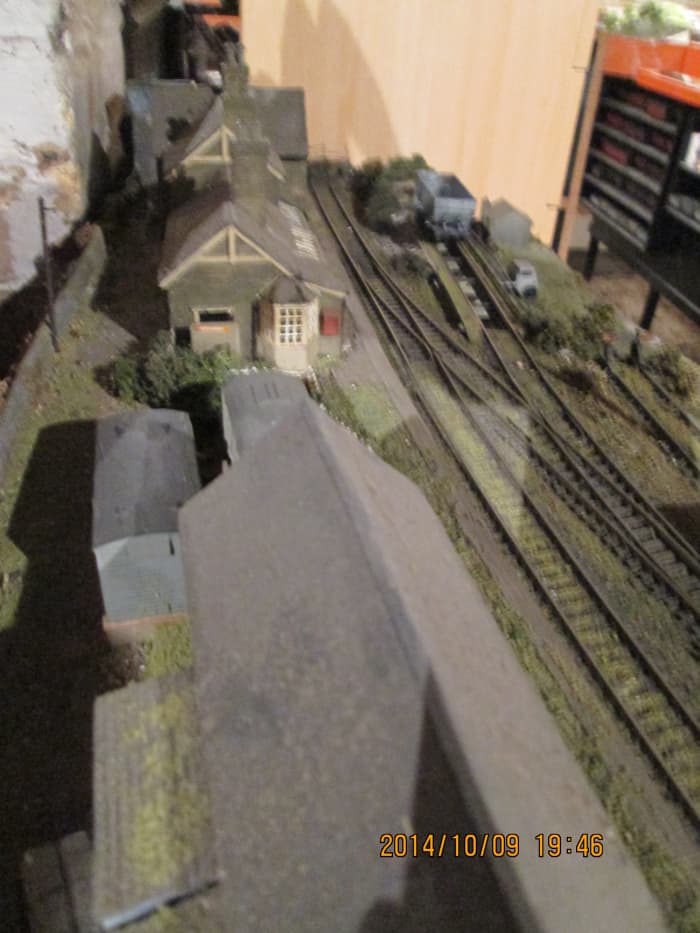 Looking over the goods warehouse roof at the loop and coal depot - Thoraldby's stock shelves in the background