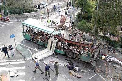A Bus Exploded by a Suicide Bomber in Jerusalem, January 29, 2004, Killing Eleven (Jews, Arabs, Tourists and Foreign Students)
