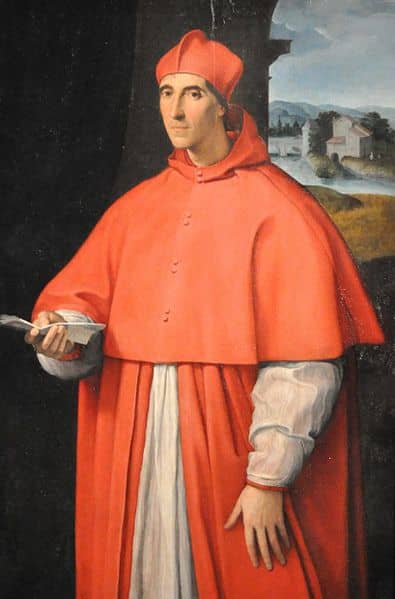 Alessandro Farnese the Eleder portraited by Raphael Sanzio in 1512, when he was a young cardinal (Naples Museo Capodimonte). He will become Pope in 1534.