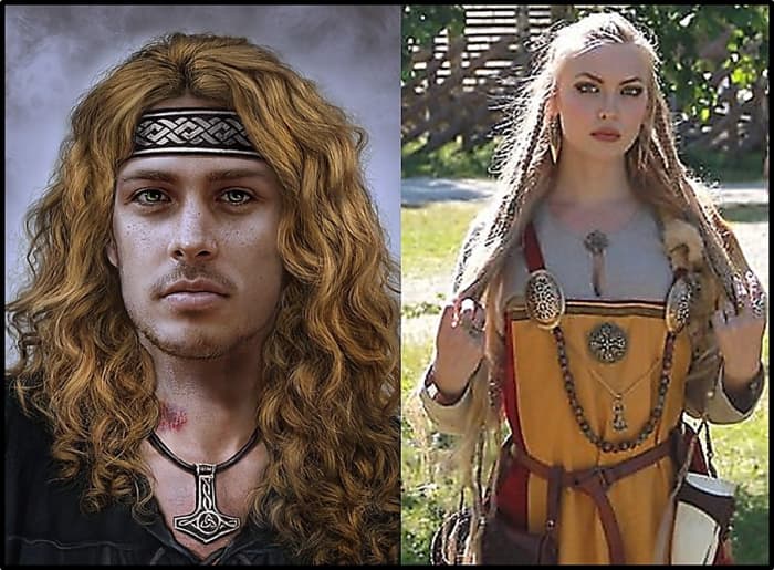 "Never have I seen people of more perfect physique." - Ahmad ibn Fadlan | Norse men had more muted facial features, and women stronger features, than today; skeletons are better differentiated by other anatomical traits, such as the pelvic bones.