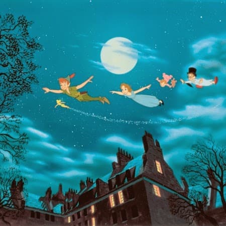 Some of the artwork in the film is truly wonderful such as this shot of Peter leading the children towards Neverland