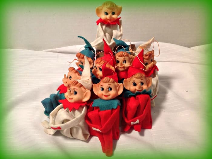 By the 1950s Knee Huger Elf’s, Santa’s, and Dakin Dream Pets and Christmas Reindeer had become very popular in the United States, to the holiday consumers.