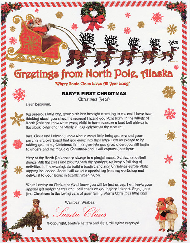 The Santa Letter For Baby's First Christmas! I Found This Unusal Santa Letter On Santa Letters And Gifts.