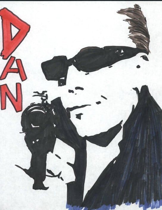 Even a drawing OF a Film Noir subject can have that feel. Because it's not a lights blasting image. It's a hint of what the director, or in this case, the artist is trying to convey. This artist chose a photo as his impression of the author.