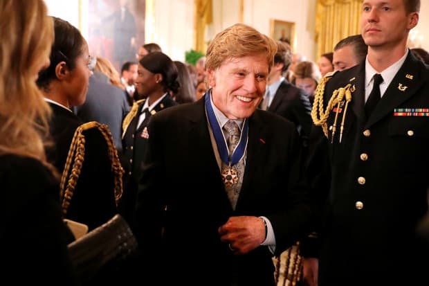 Robert Redford, shortly after receiving the Presidential Medal of Freedom from former President Barack Obama in 2016. Redford has urged President Donald Trump not to defund the National Endowment for the Arts.
