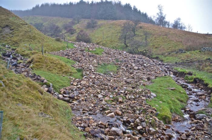 Hunterstones and the source of the River Cover high on the north side of the dale before the watershed.