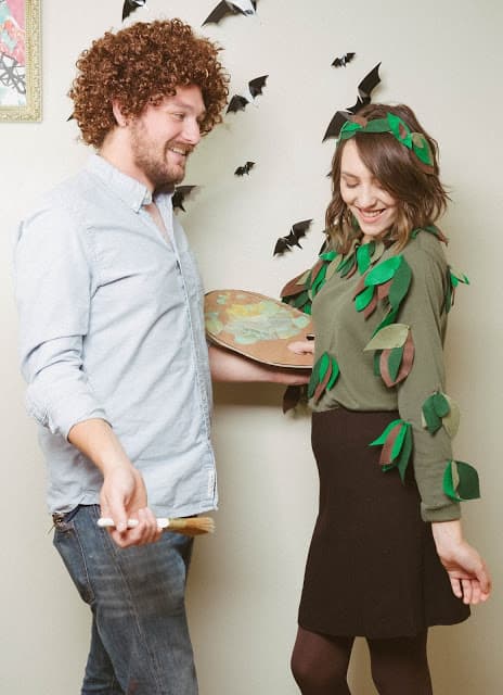Make your own Bob Ross and Happy Little Tree couples costume