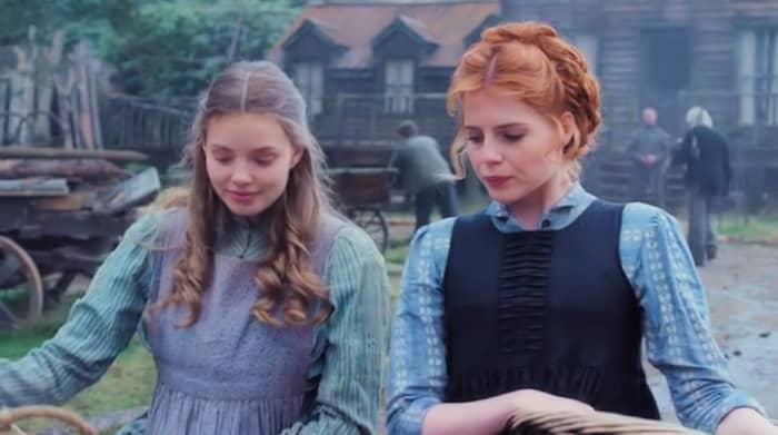 Ffion (Kristine Froseth) and Andrea (Lucy Boynton) discuss Ffion's possible pregnancy in 'Apostle', a Netflix Original (2018).