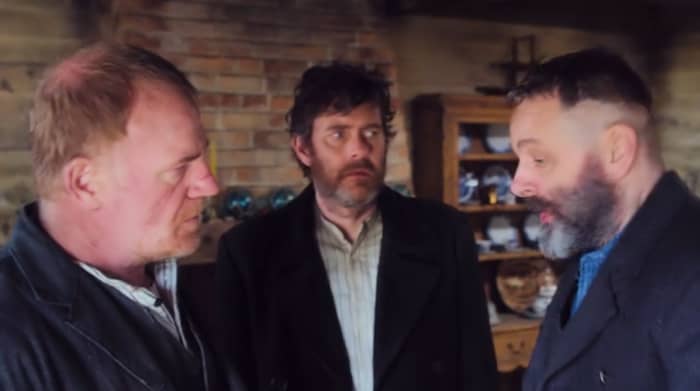 Erisden founders Quinn, Frank and Malcolm discuss their plan of attack in 'Apostle', a Netflix Original (2018).