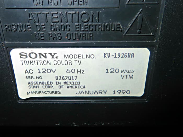 Sony took a lot of Pride back in the last years of Anolog Televisions, as the label gives you the details of what you have purchased.