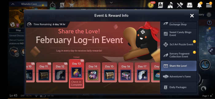 Claiming Rewards from Events