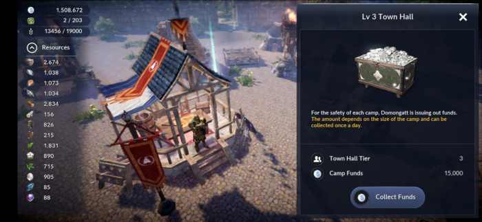 Collect Funds from your Camp's Town Hall