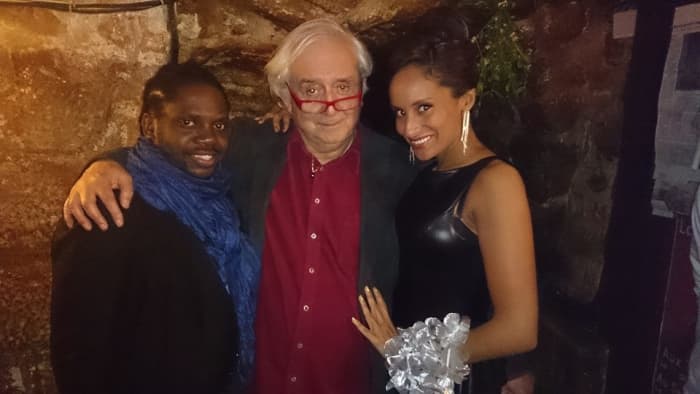 Trois Mailletz owner/director Jacques Boni with his recent singers Pascal Toussaint and Jenni Jade Ledesna.