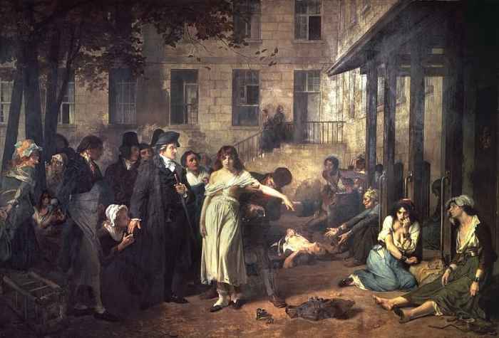 Dr. Philippe Pinel at the Salpêtrière, 1795 by Tony Robert-Fleury. Pinel ordering the removal of chains from patients at the Paris Asylum for insane women.