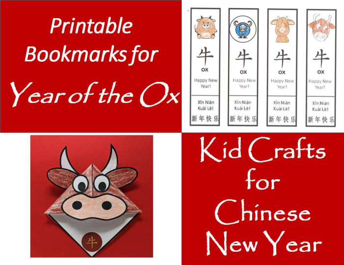 Chinese New Year Printable Bookmarks Kids' Crafts for Year of the Ox