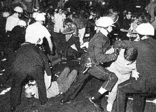 1968 Nat.Dem.Conv.The mayor of Chicago was publicly rebuked for "excessive" force. Organizers were charged with 'conspiracy to overthrow the govt.' and tried as the Chicago 7.