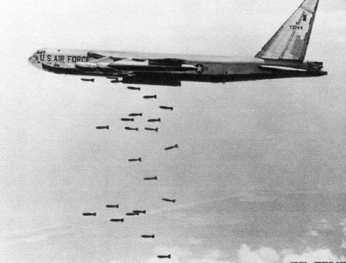 In 3 months 145,000 tons of bomb fell on Cambodia a nation of 10 million, killing 4 million, at a cost of $150.5 million (hist.) Laos $99.2